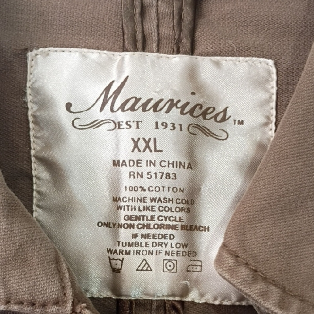 Maurices Coat Jacket 2XL khaki brown double-breasted cotton jacket Coat - Picture 2 of 8